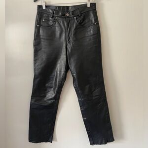 FMC Leather Raw Hem Straight Leg Pants